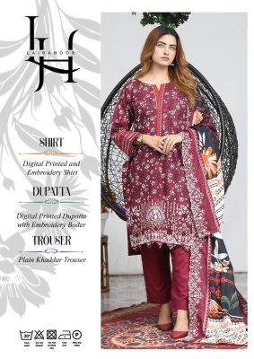 Laiba Hoor Khaddar Print Embroidered Collection Vol-1 Design 17