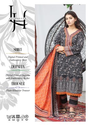 Laiba Hoor Khaddar Print Embroidered Collection Vol-1 Design 19